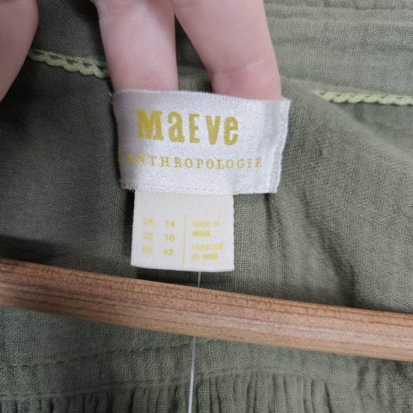 NWT Anthropologie Maeve Katie Gauzy Textured Utility Dress Olive Green 10 - Picture 4 of 9